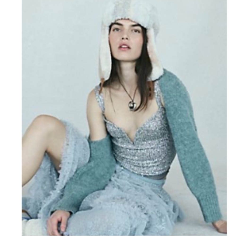 NWT Free People Sparks Fly Corset Bodysuit - “Midnight” gray